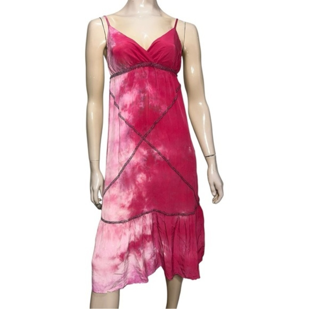 Gypsy 05 Women’s Size S Magenta Pink Tie Dye Silk Midi Slip Dress